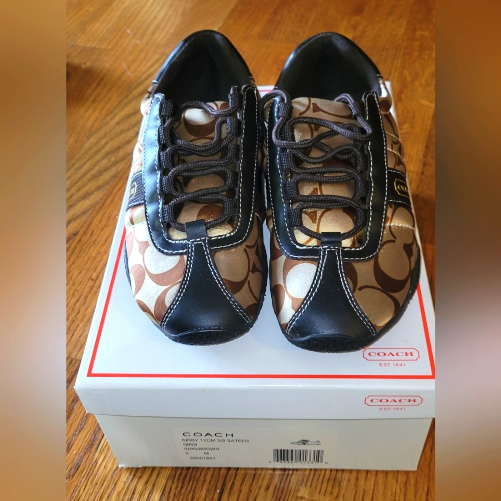 Coach Womens Shoes Kirby Sheen Khaki & Brown Size 5 M